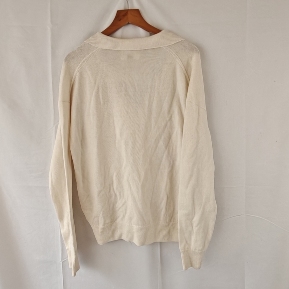 Aritzia Wilfred Clara Merino Wool Waist V-Neck Sweater In Light Birch Size SMALL - Picture 13 of 16